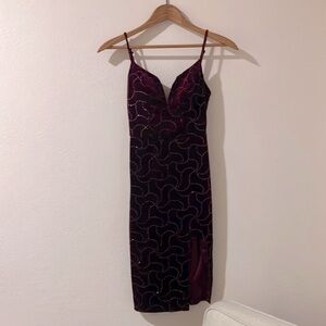 Elegant Burgundy Sequin Dress